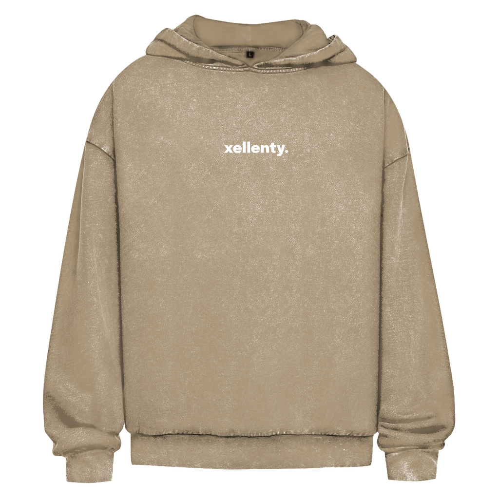 LETTERING OVERSIZED WASHED HOODIE BEIGE