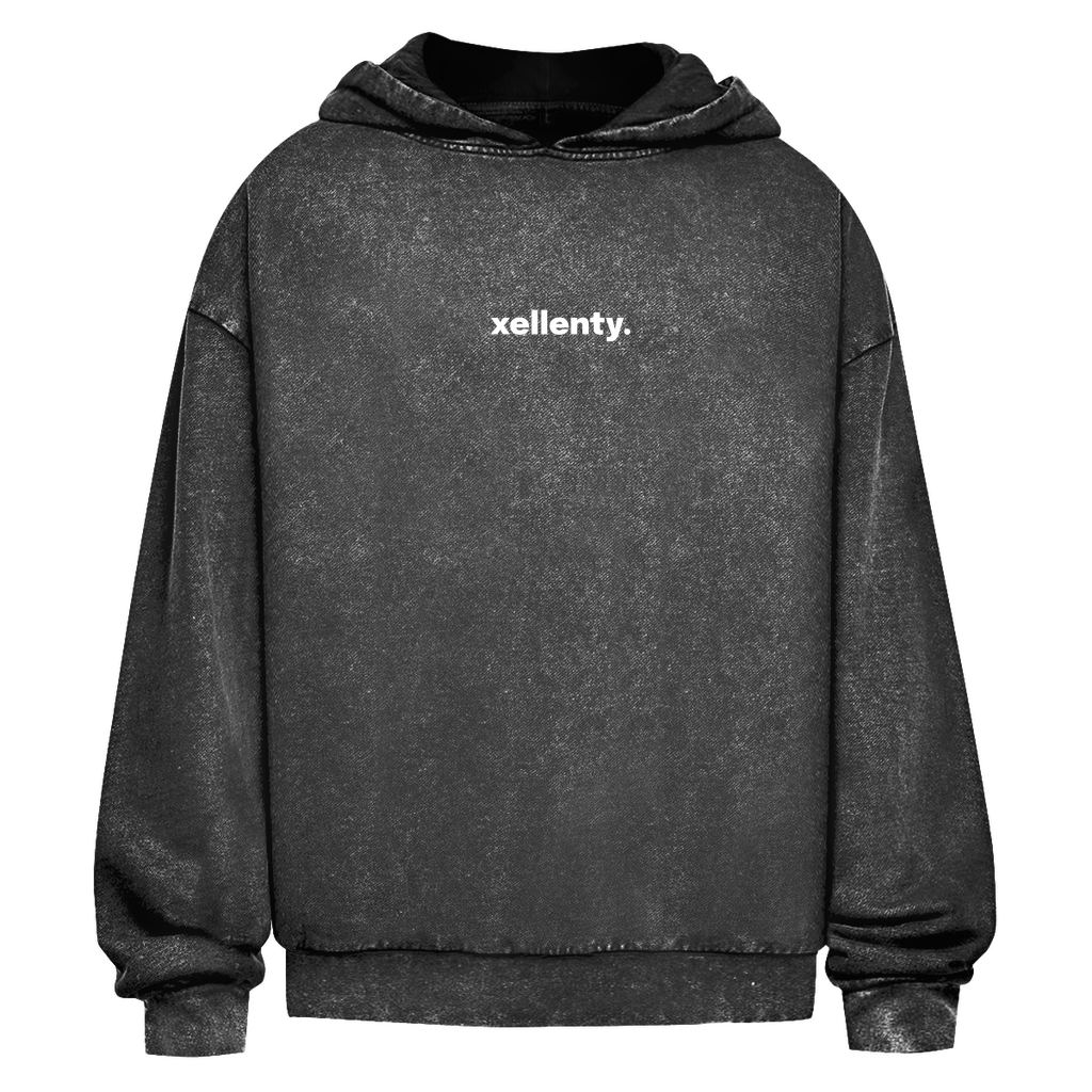 LETTERING OVERSIZED WASHED HOODIE BLACK