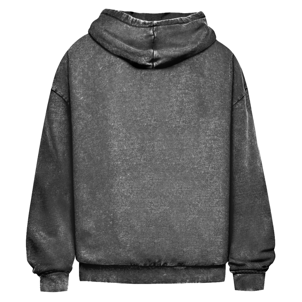 LETTERING OVERSIZED WASHED HOODIE BLACK