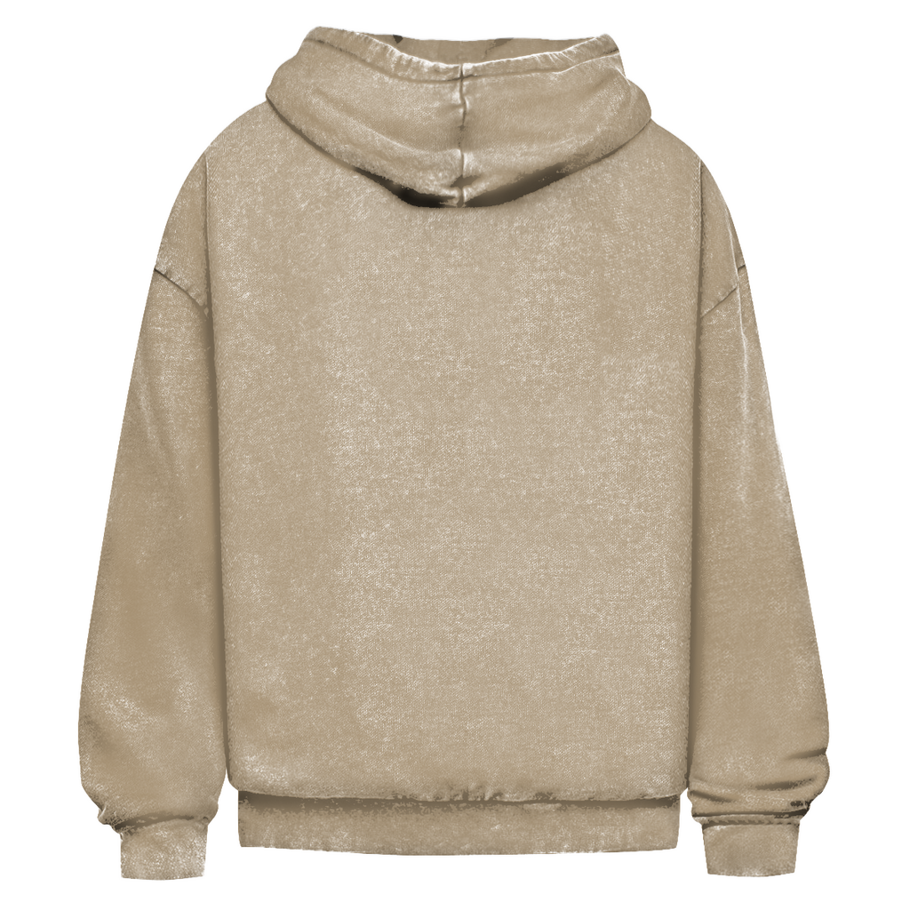 LETTERING OVERSIZED WASHED HOODIE BEIGE